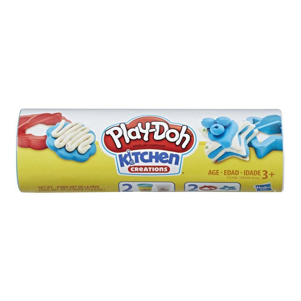 PLAY-DOH BLUE Sugar Cookie Canister Play Food Set with 2 Non-Toxic Colors