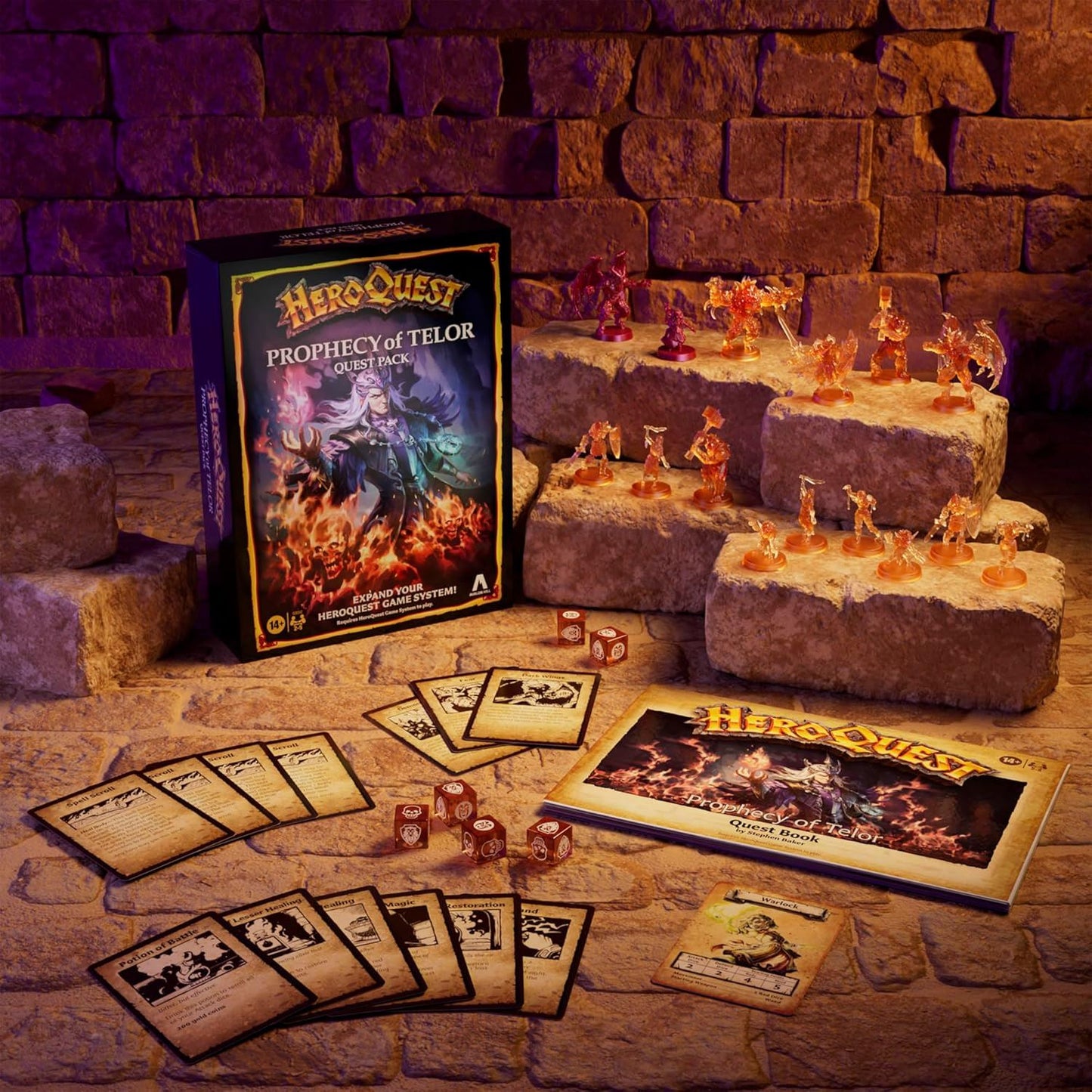 HeroQuest Prophecy of Telor Quest Pack G0052 – Avalon Hill Expansion Set with New Quests, Miniatures & Game Content
