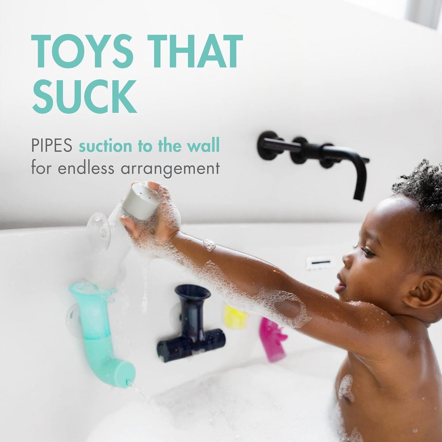 Boon Pipes Building Bath Toy Set B11379 – TOMY Creative Bath Tub Water Pipes & Tubes for Interactive STEM Water Play