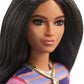 BARBIE Fashionistas Doll #147 - Long Brunette Hair Striped Dress (GYB02/GHW61)