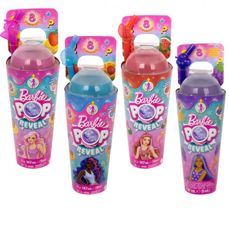 Barbie Pop Reveal Fruit Series Grape Fizz Doll 8 Surprises HRW44