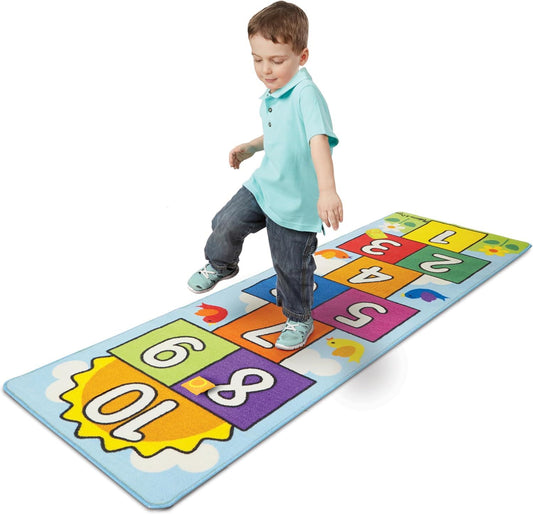 Hop & Count Hopscotch Rug 96152 – Melissa & Doug Educational Floor Play Mat with Numbers for Active Learning & Indoor Play