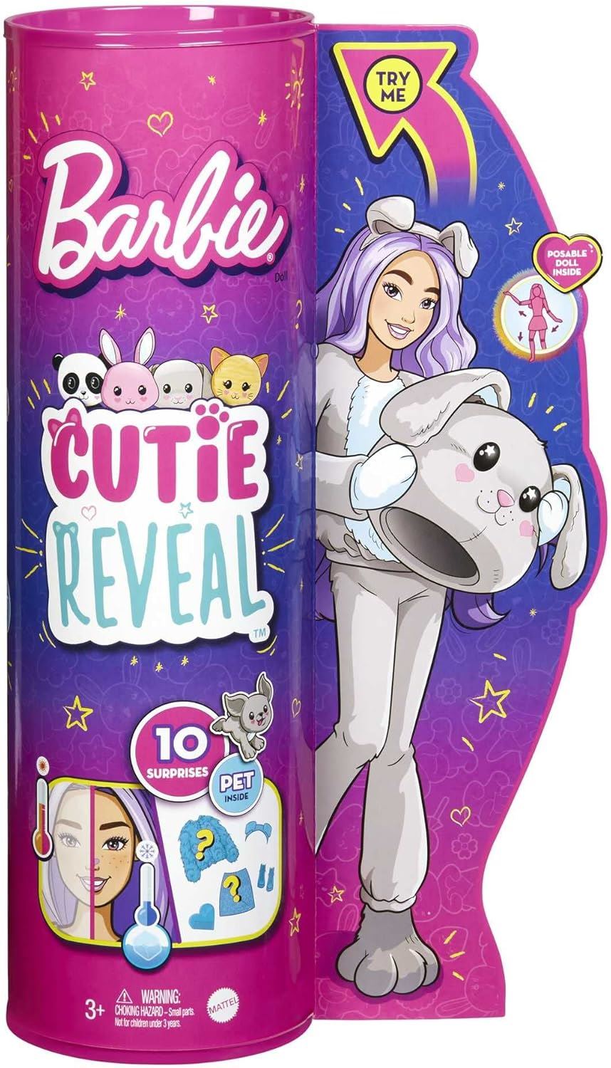 Puppy Cutie Reveal Doll with Plush Costume & 10 Surprises HHG21 (Barbie)