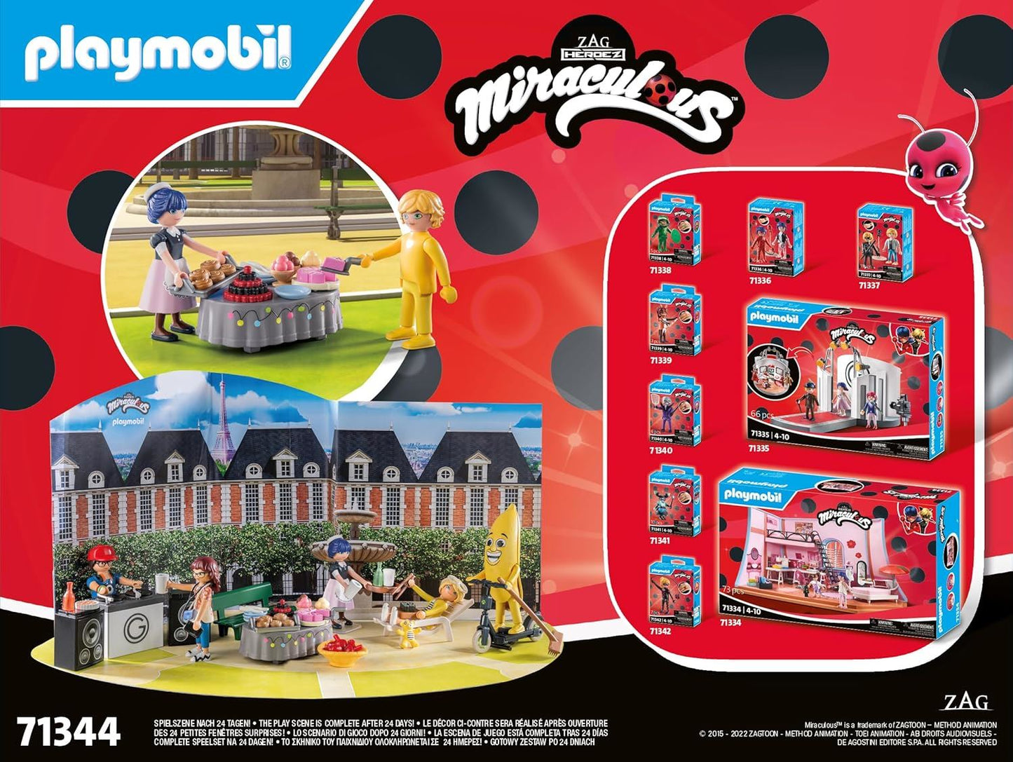 PLAYMOBIL 71344 Miraculous: Picnic in Paris Advent Calendar – 24-Day Holiday Countdown with Marinette & Friends in Paris Park