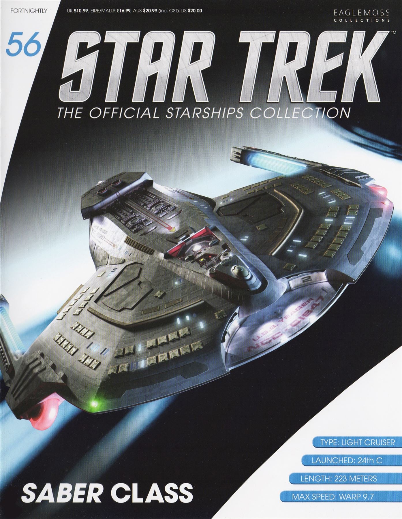 #56 Saber-class (U.S.S. Yeager NCC-61947) Model Die Cast Ship (Eaglemoss / Star Trek)