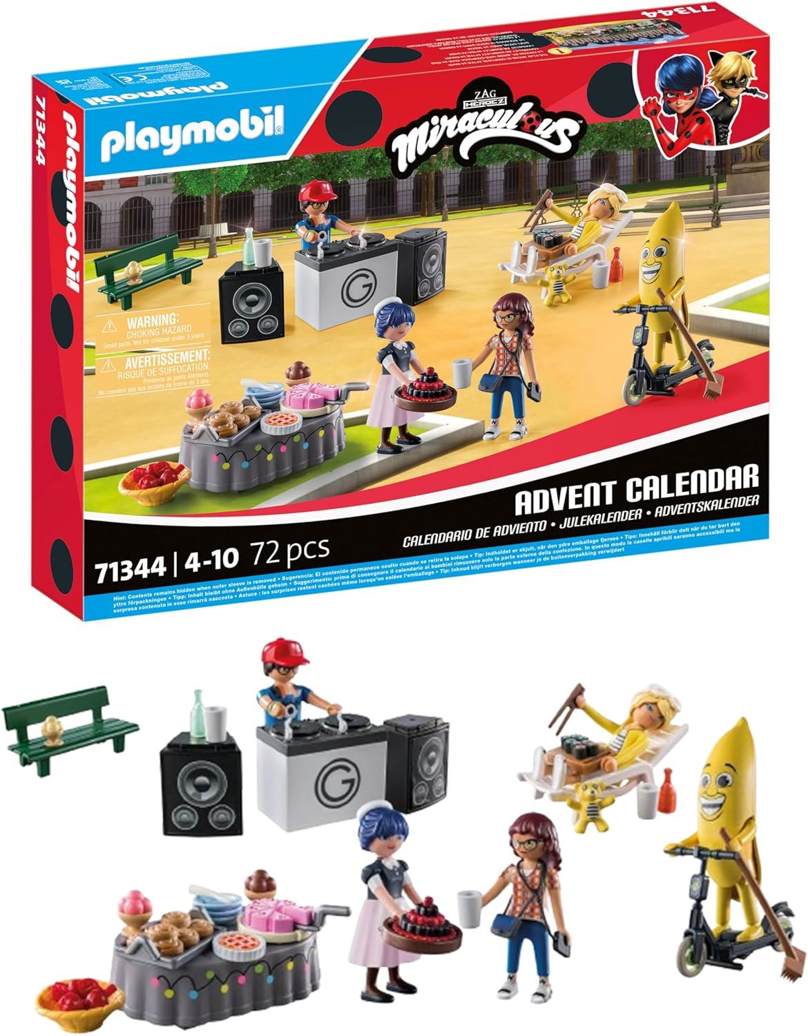 PLAYMOBIL 71344 Miraculous: Picnic in Paris Advent Calendar – 24-Day Holiday Countdown with Marinette & Friends in Paris Park