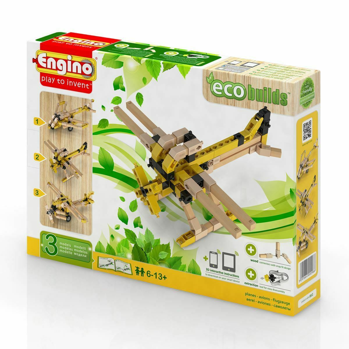 Engino Eco Builds 3 Model PLANES Building Creative Activity Wooden Toy STEM