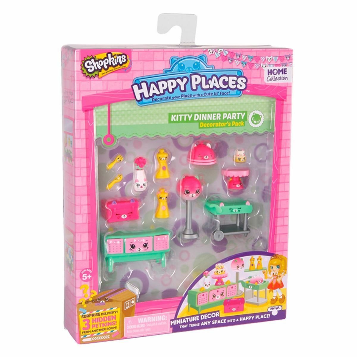 Shopkins Kitty Dinner Party Decorator's Pack 3 Mystery Petkins Official